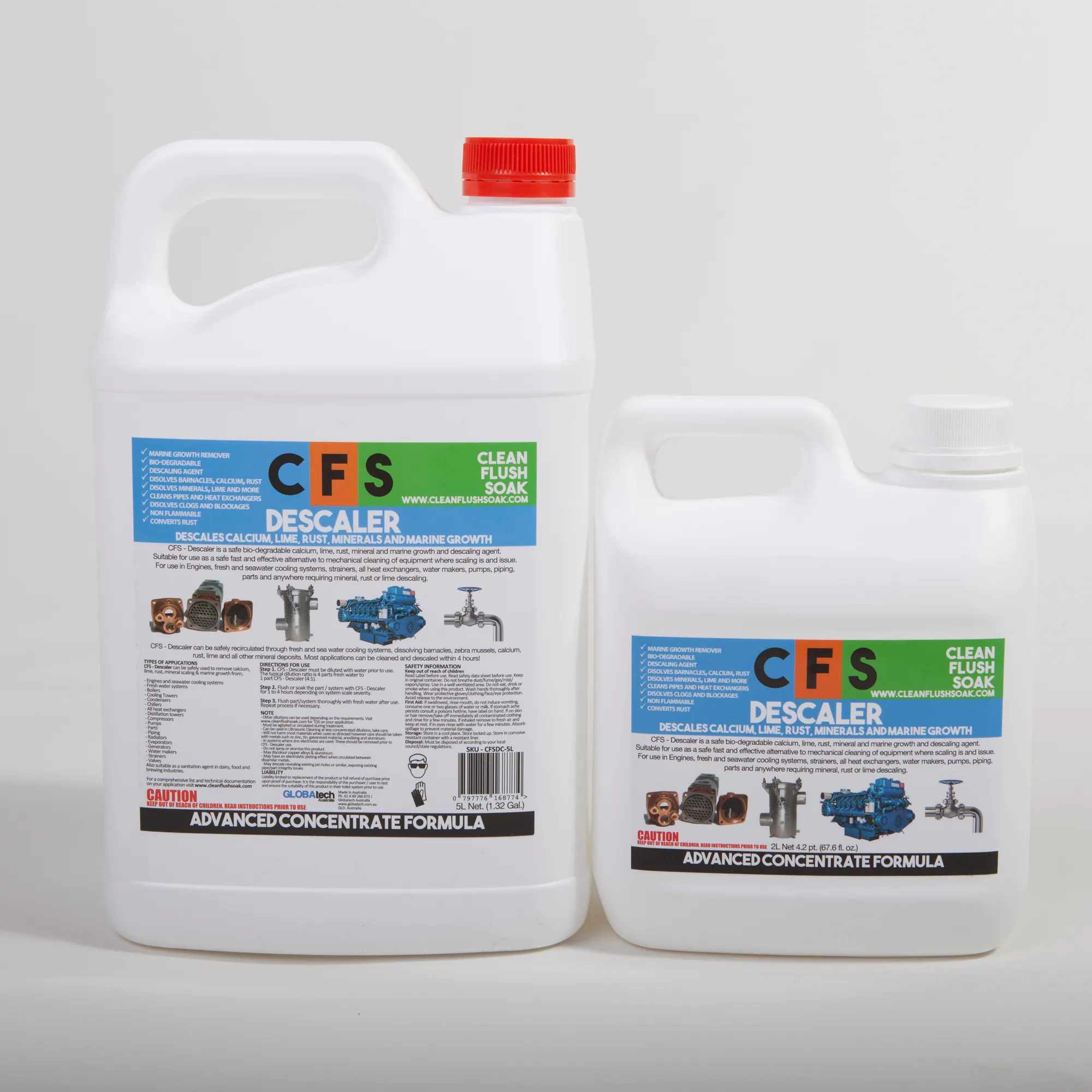 Before and after — shell and tube heat exchanger with heavy scale and rust buildup, fully cleaned after CFS Descaler treatment